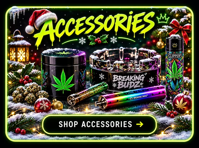 Accessories — yellow neon artwork with headshop accessories