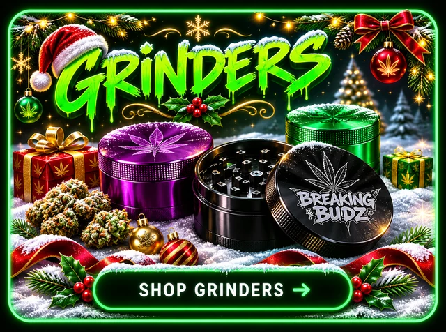 Grinders — neon green artwork with metal grinders