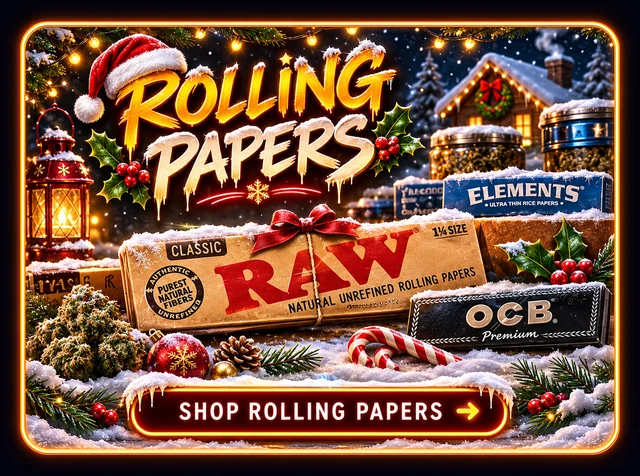 Rolling Papers — neon orange artwork with rolling paper packs